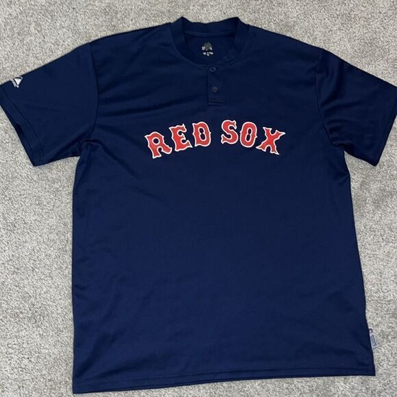 Boston red Sox navy blue poly practice batting Coolbase Jersey shirt XL men’s - Picture 6 of 8